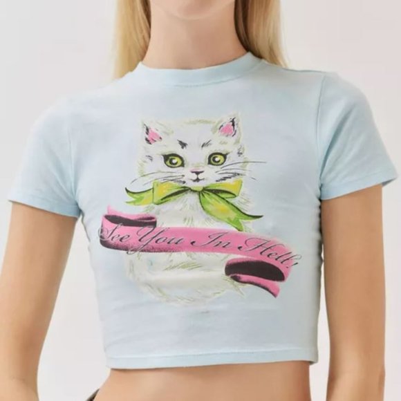 BDG Tops - BDG Kitten Shrunken Tee - Large